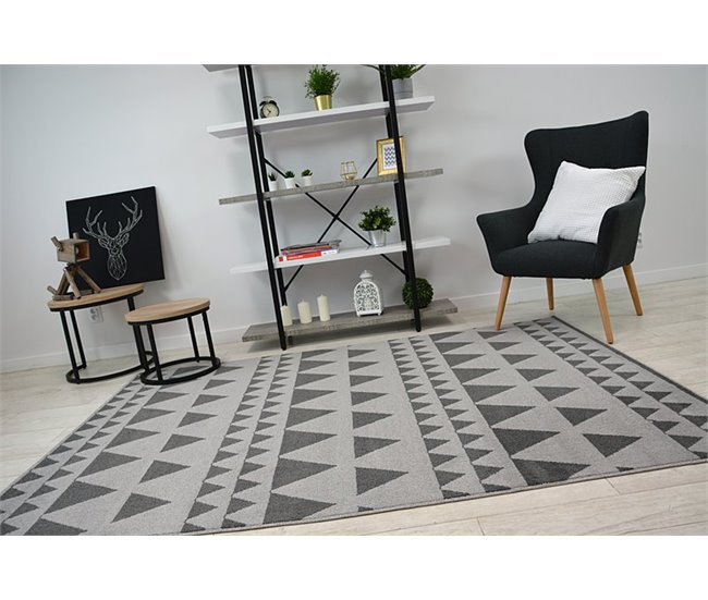 Alfombra SENSE MICRO 81243 Triángulos 160x230 Antracita