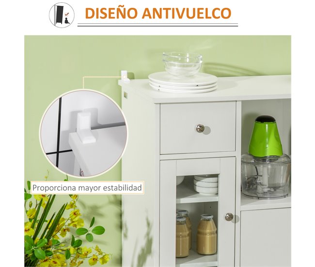 Aparador de Cocina Melamina de Madera HOMCOM, hogar - cocina 80 Blanco