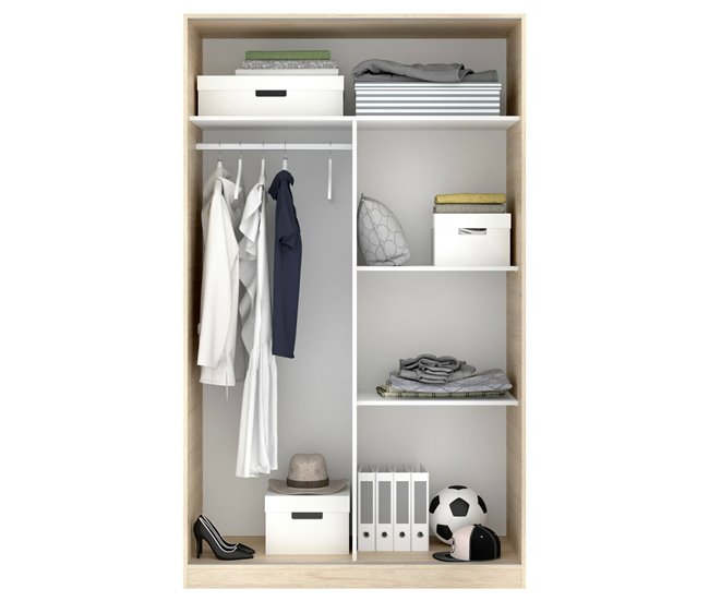 Armario 2 puertas efecto madera 120 Blanco
