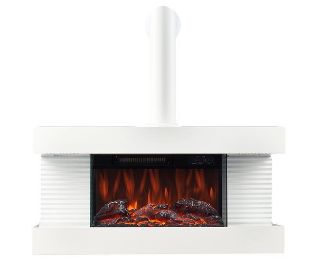 KAMINIO Eléctrica Chimenea LIZ con Tubo de Chimenea Blanco