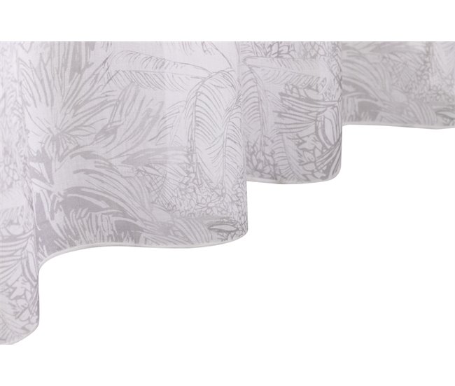 Visillo Lino Isla Palmeras Blanco/ Gris