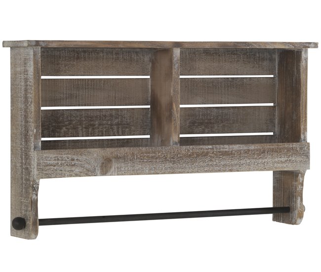 Estante de madera con barra Natural