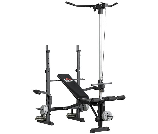 Banco de Musculación Acero, PU HOMCOM, deportes y ocio - pesas Multicolor