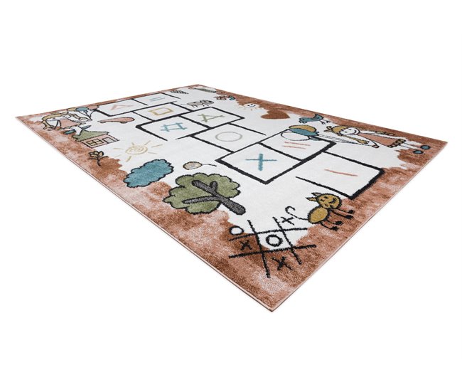 Alfombra FUN Hop para niños rayuela animales 160x220 Rosa