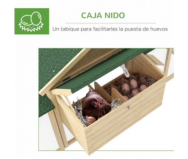 Gallinero de Madera Madera de Abeto PawHut Madera Clara