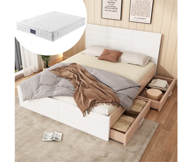 Camas de matrimonio 145x207 Blanco