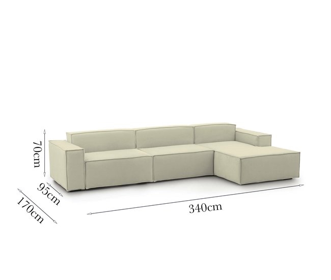 Sofá fijo con península en madera Dmaiol Beige