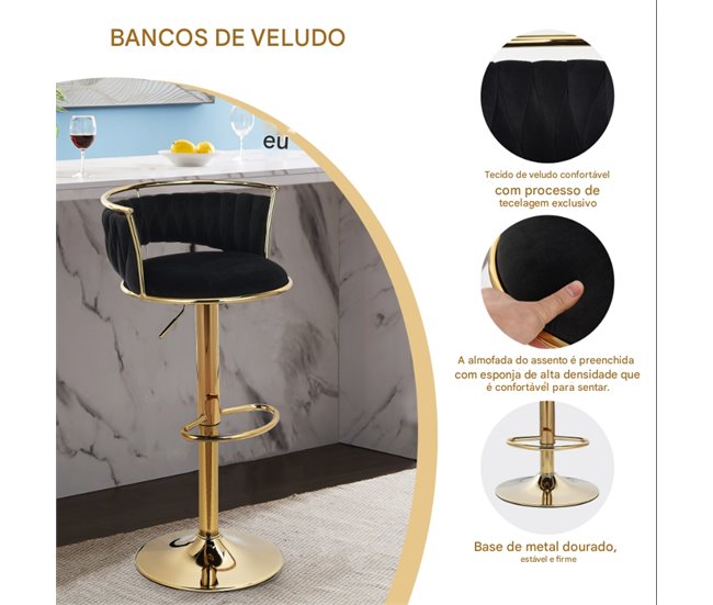 2 sillas de comedor regulables en altura Negro