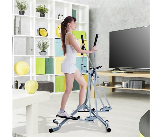 Bicicleta Elíptica Acero, ABS HOMCOM, deportes y ocio - fitness Gris