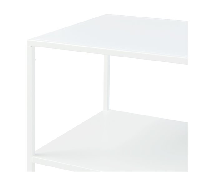 Mesa de centro Ruokolahti con estante acero [en.casa] 43x102 Blanco