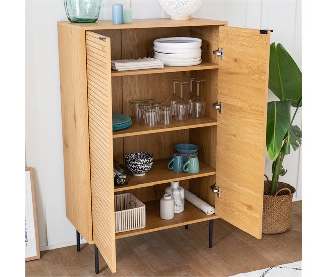 Aparador de madera de 2 puertas Marron