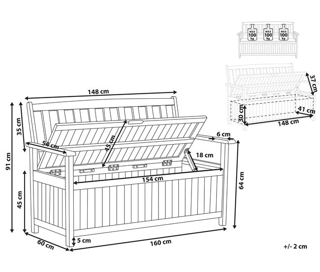 Beliani Banco Madera de acacia SOVANA Marron