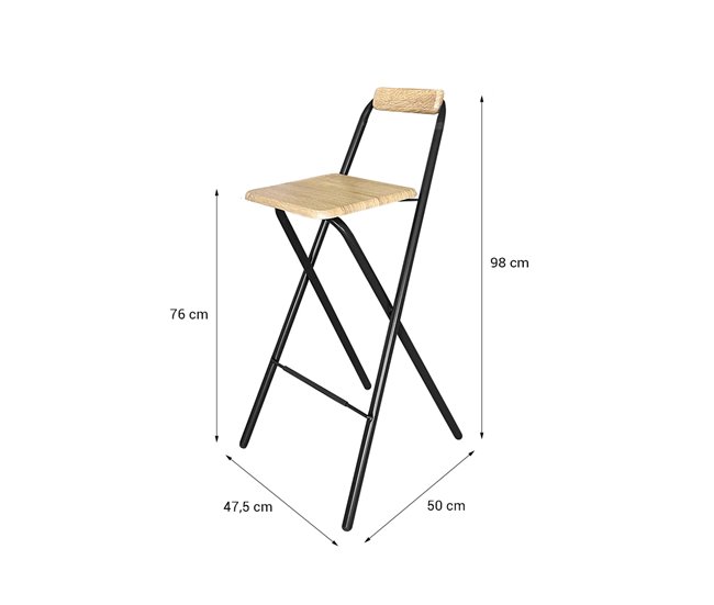 Acomoda Textil – Taburete de Bar Plegable. (4 Unidades) Negro/ Madera