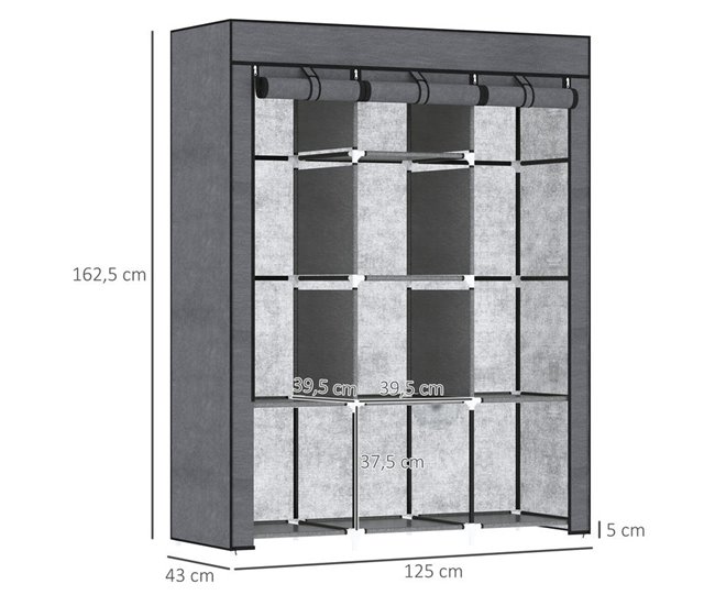 Armario de Tela Tela no Tejido, Acero HOMCOM Gris