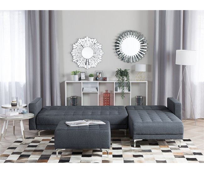 Beliani Sofá modular Poliéster ABERDEEN Gris Oscuro