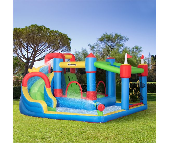 Castillo Hinchable Tela Oxford, Poliéster Outsunny Multicolor