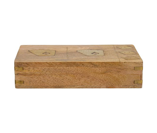 Juego 2 en 1 (cartas+dados) en caja de madera Marron