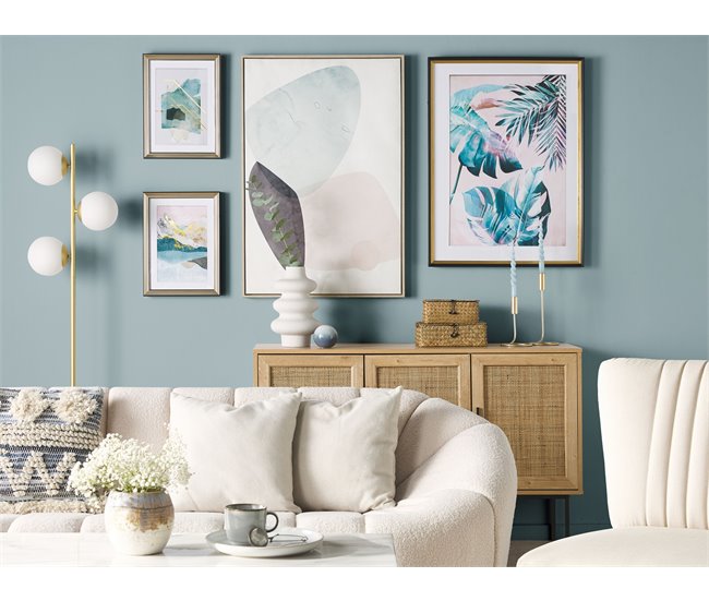 Beliani Impresión de pared enmarcada TOUBA Azul