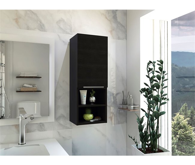 Armario de Pared baño Mila, con estantes Negro