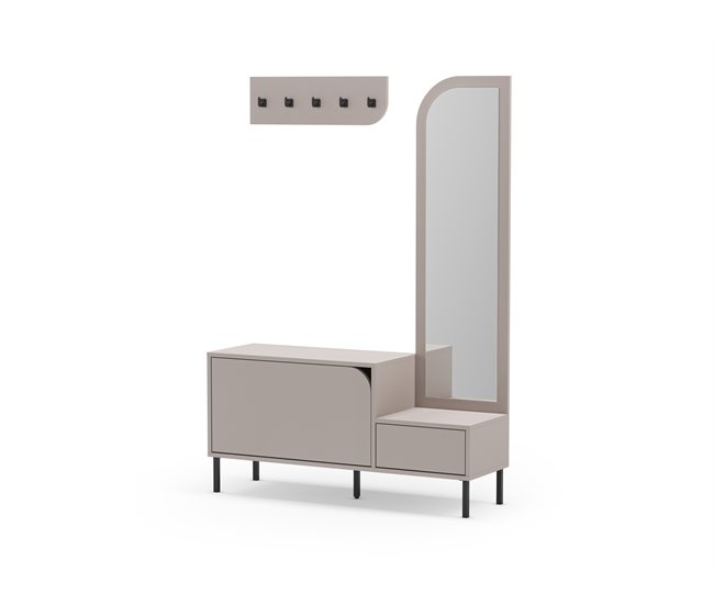 Mueble recibidor zapatero con espejo BEA Beige