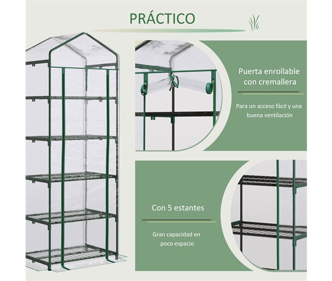 Invernadero de Jardín Acero, PVC Outsunny Transparente