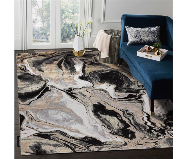 Alfombra DE LUXE moderna 622 Abstracción - Structural 180x270 Crema