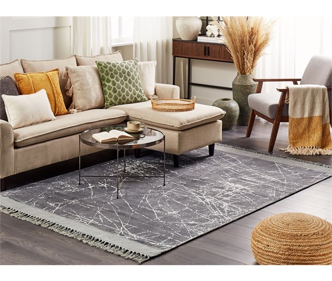 Beliani Alfombra de pelo corto HANLI 140x200 Gris
