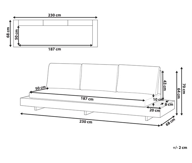 Beliani Sofá de jardín Madera de acacia con certificado FSC® MARETTIMO Blanco/ Madera