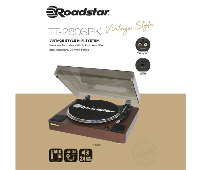 Tocadiscos Roadstar TT-260SPK Madera