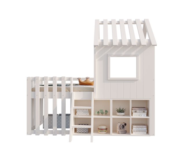 Cama alta para niños 95x204 Blanco