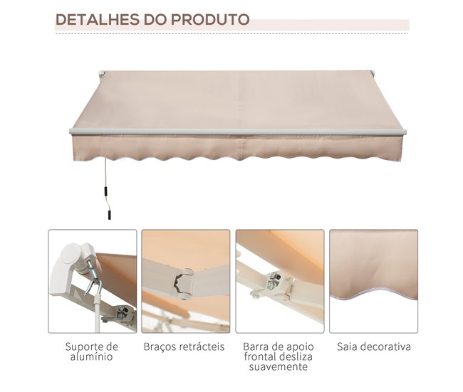 Toldo Manual Retráctil Poliéster 295x200 Crudo