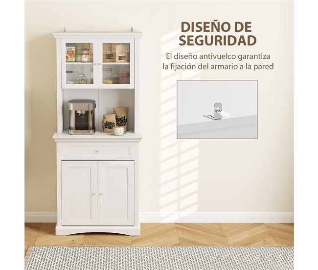 Alacena de Cocina Melamina de Madera, MDF HOMCOM, hogar - cocina Blanco