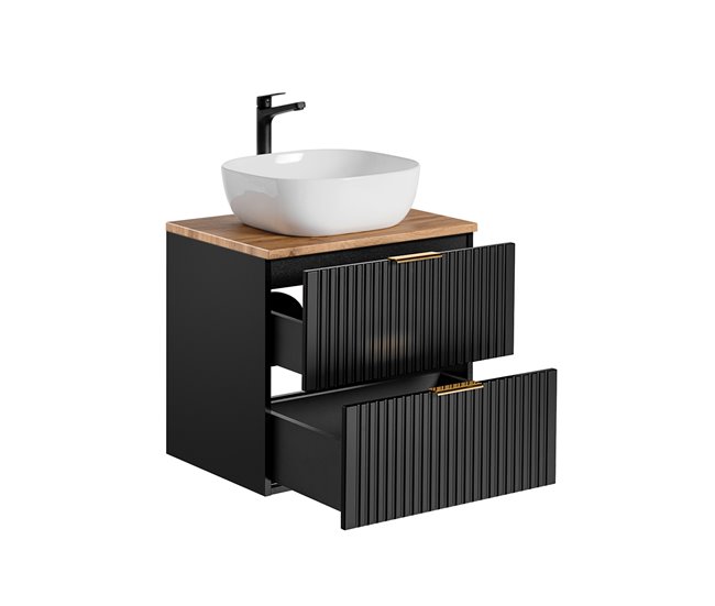 Conjunto mueble lavabo individual y columna Adriel Negro