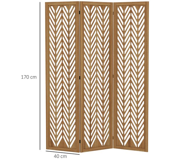 Biombo Madera de Paulownia HOMCOM, hogar - decoración Marron