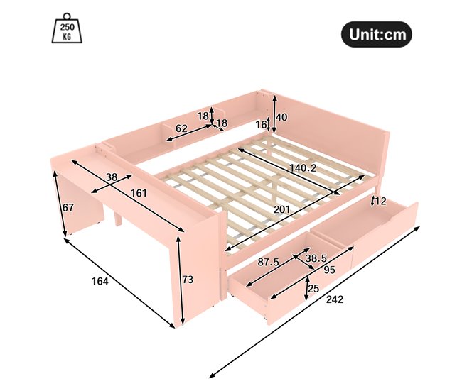 Camas nido 164x242 Rosa