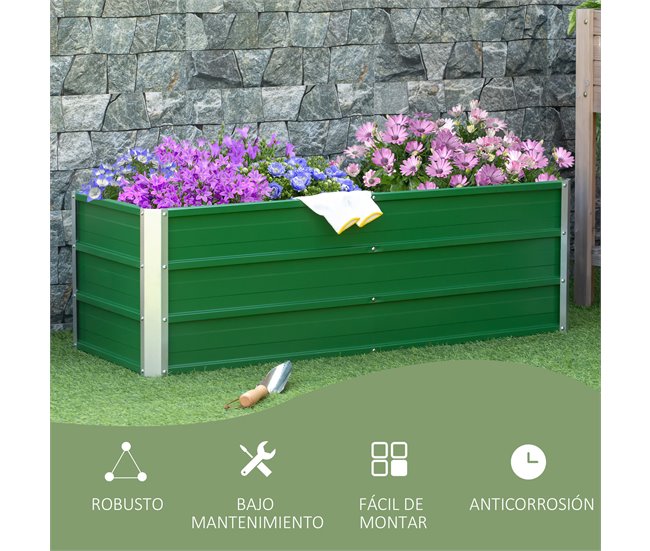 Arriate de Jardín Acero Outsunny, terraza y jardín - jardinería Verde
