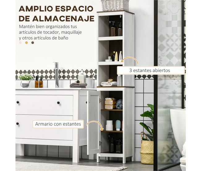 Mueble Auxiliar Baño Melamina de Madera kleankin Blanco