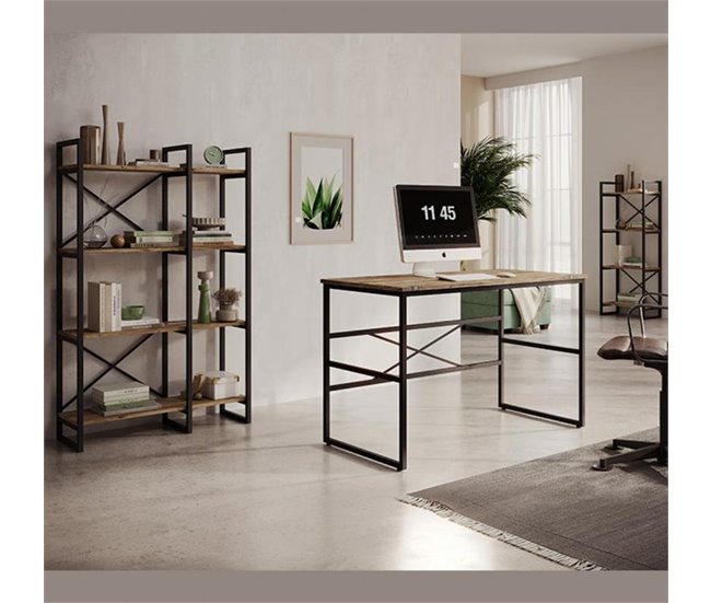 Escritorio Dormitorio Oficina Factory M Muebles Bonitos 120x60 Negro/ Madera