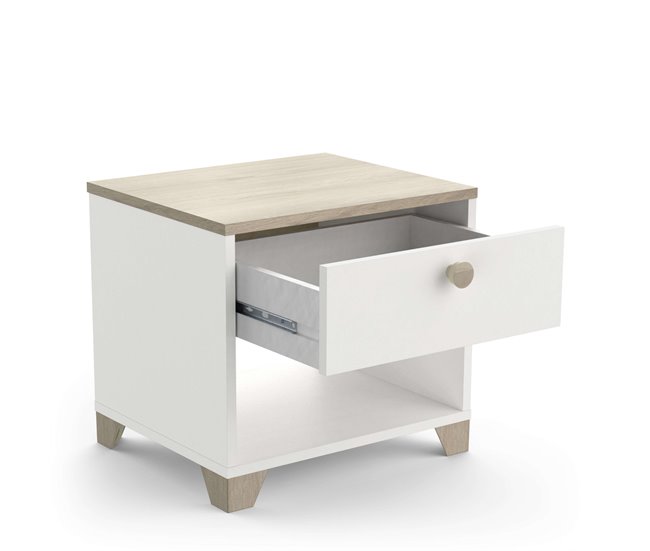 Dormitorio Completo Izzy: Cama, Cómoda y Mesitas Blanco/ Madera