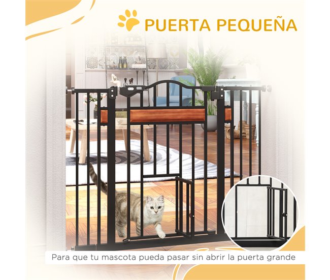 Barrera de Seguridad de Perros Acero y Plástico PawHut Negro