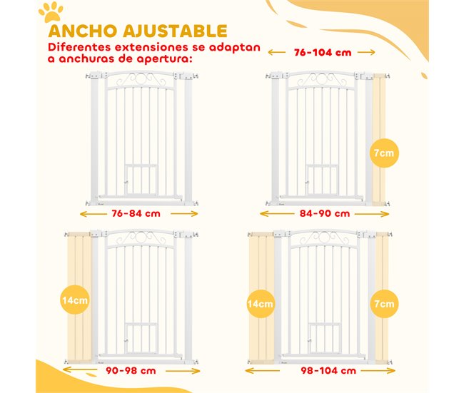 Barrera para Perros Acero, PA PawHut Blanco