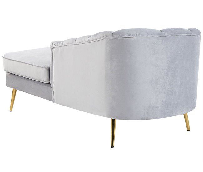 Beliani Chaise longue Terciopelo ALLIER Gris Claro