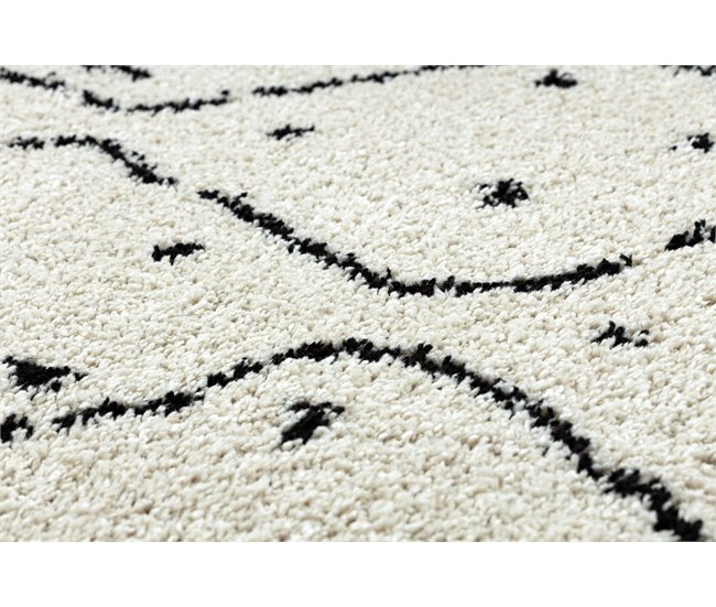Alfombra BERBER TETUAN B751 zigzag Franjas Bereber Marroquí Shag 120x170 Crema