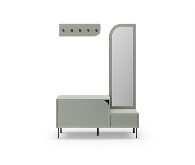 Mueble recibidor zapatero con espejo BEA Verde