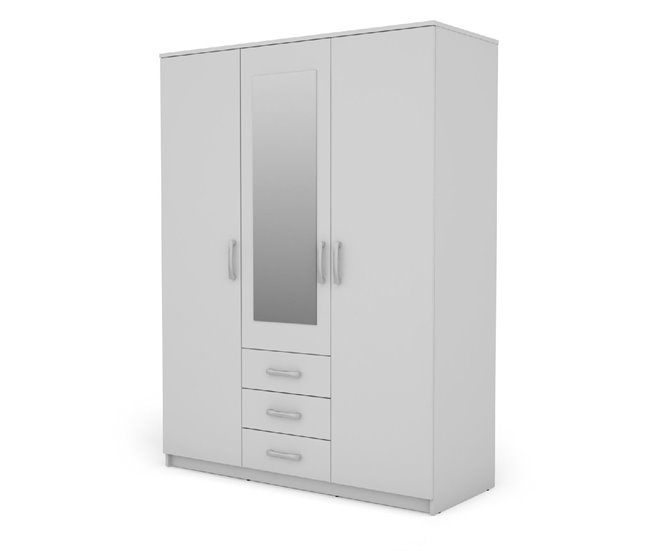 Armario DUNA 2 puertas batientes con espejo Blanco