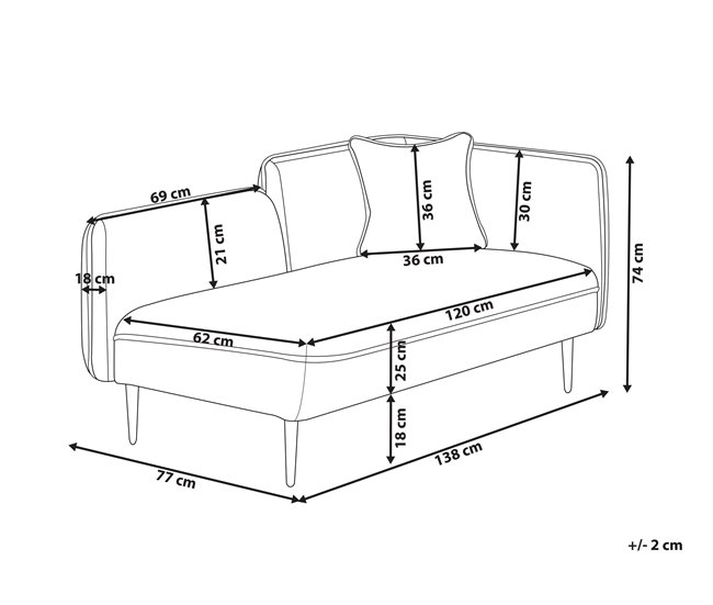 Beliani Chaise longue derecho Bouclé CHEVANNES Beige