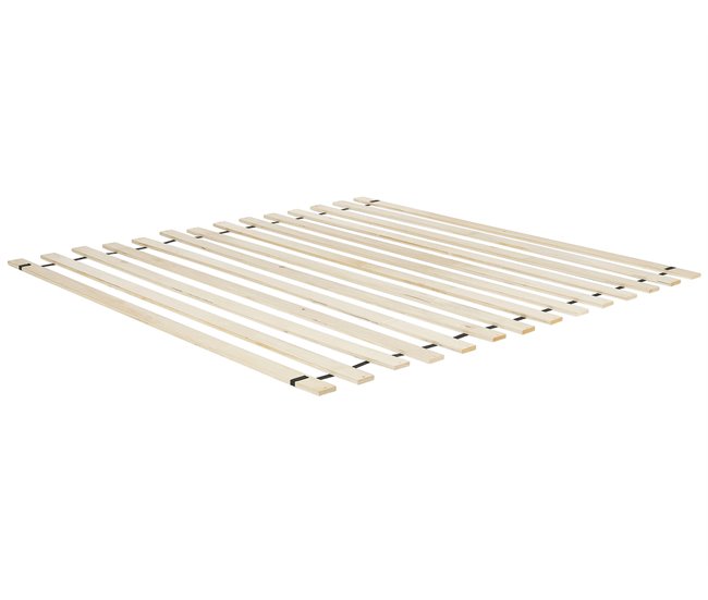 Beliani Cama Madera de caucho BOUSSICOURT 202x210 Marron