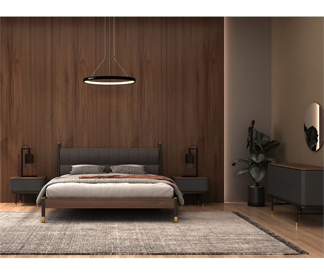 Cómoda madera, acero 7172 Gris Oscuro