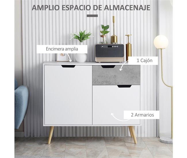 Aparador de Cocina Melamina de Madera, Pino HOMCOM 98 Gris