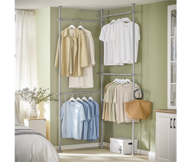 Perchero de Ropa Telescópico Altura Ajustable SoBuy KLS03-HG Gris